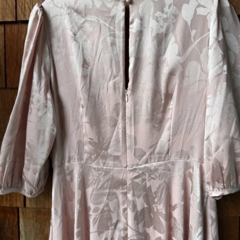 Calvin Klein Blush Puff Sleeve Faux Wrap Vintage Glamour Dress in Women's 12 - Picture 5 of 5